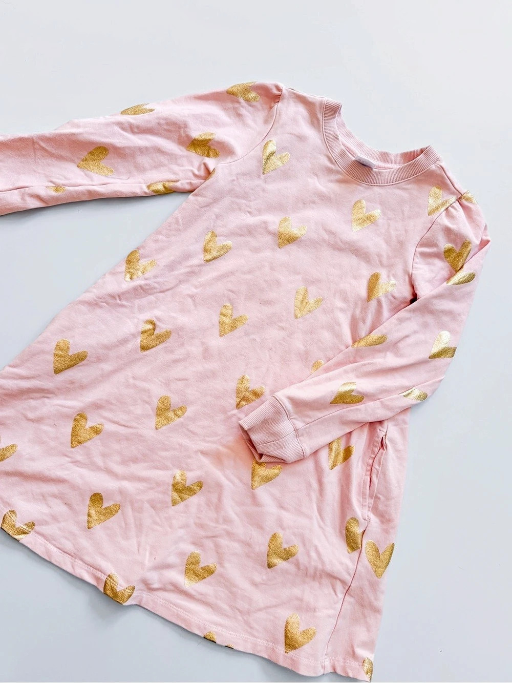 Hanna Andersson Pink Long Sleeve Heart Sweatshirt Dress